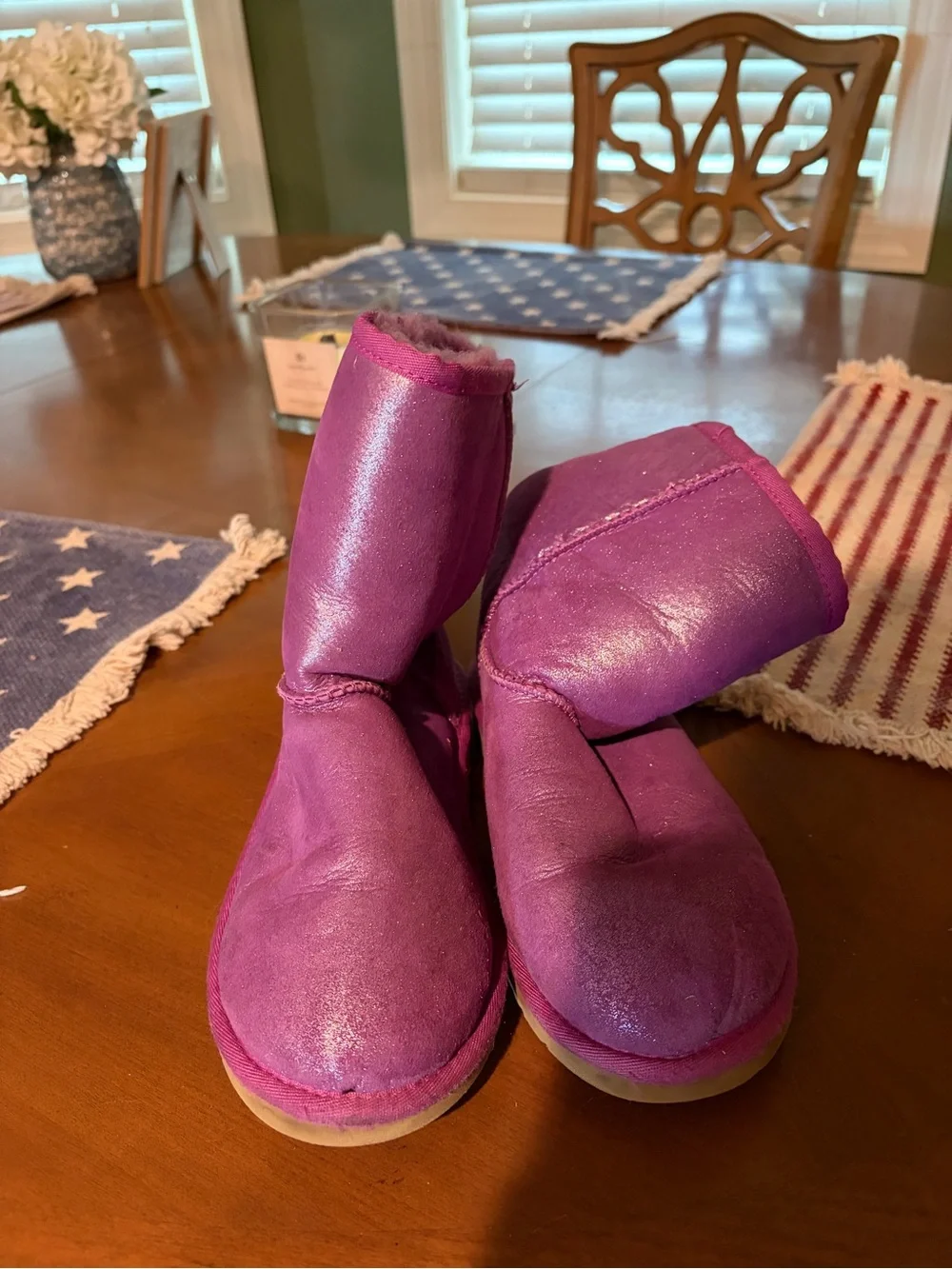 UGG Kids Purple/Pink Shearling-Lined Boots